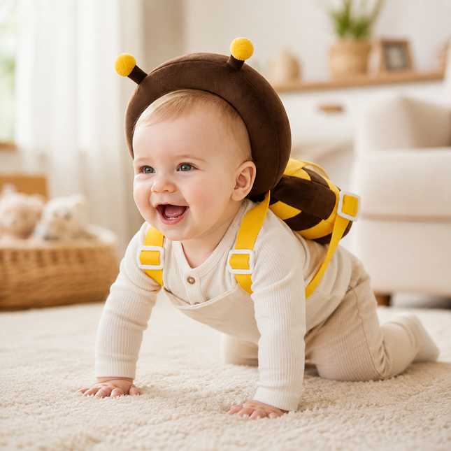 Mochila Anticaídas Para Bebé Protector Acolchado Amarillo
