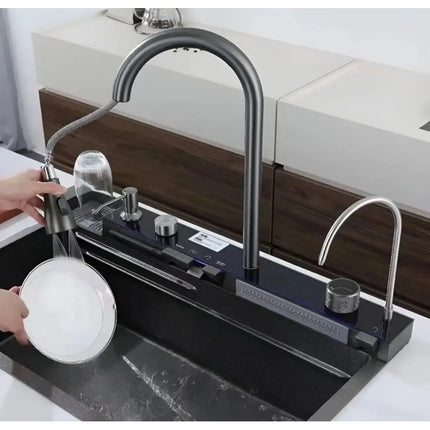Pileta Bacha Acero Inox Multifuncion Con Lava Vaso Premium Negro