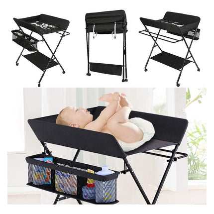 Cambiador Plegable Para Bebe-con Toallero Y Cestos Laterales Negro V
