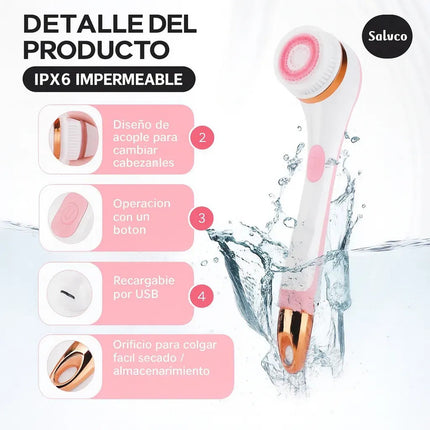 Cepillo De Ducha Masajeador Recargable Giratorio 360° 4 En 1