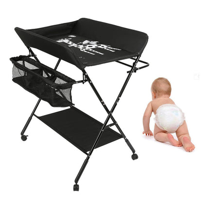 Cambiador Plegable Para Bebe-con Toallero Y Cestos Laterales Negro V