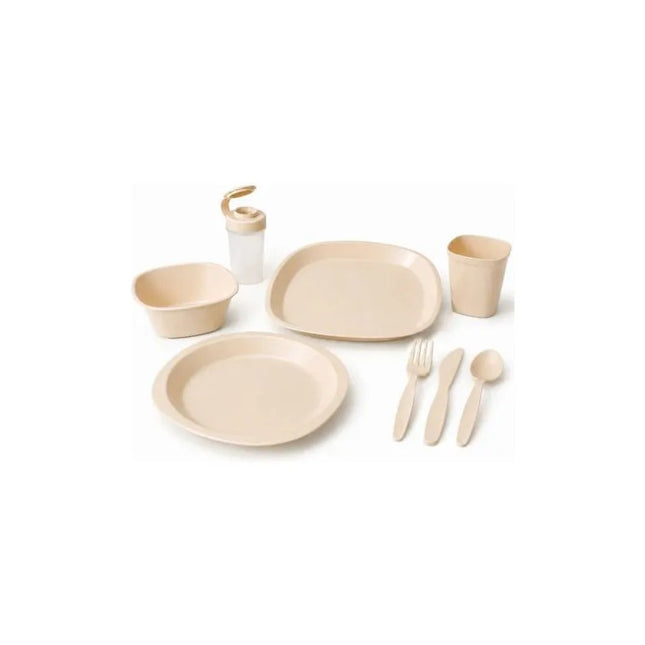 Set De Vajilla Plástica Para Camping 54 Piezas Beige