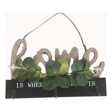 Cartel Love Home Con Ganchos Para Llaves En Madera Love