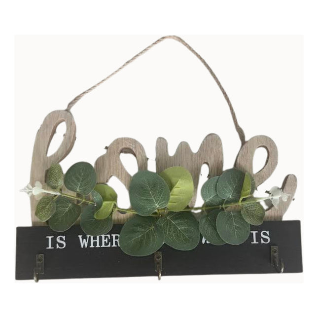 Cartel Love Home Con Ganchos Para Llaves En Madera Love