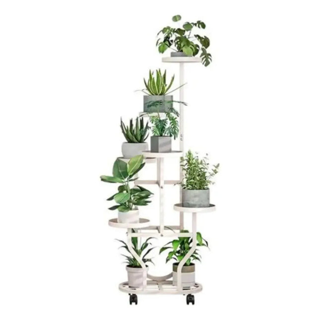Mueble Para Plantas 6 Porta Macetas Premium Blanco