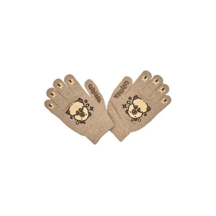 Guantes Infantiles De Invierno Diseño Carpincho Capibara Beige 1