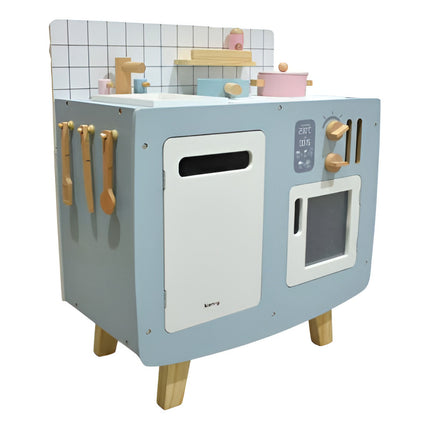 Cocina De Madera Con Accesorios 63x53x30.5cm. Juguete Celeste