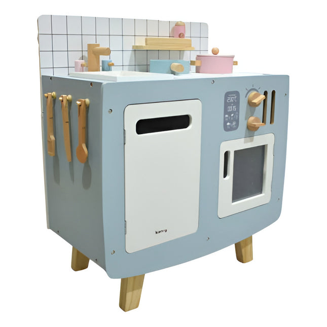 Cocina De Madera Con Accesorios 63x53x30.5cm. Juguete Celeste