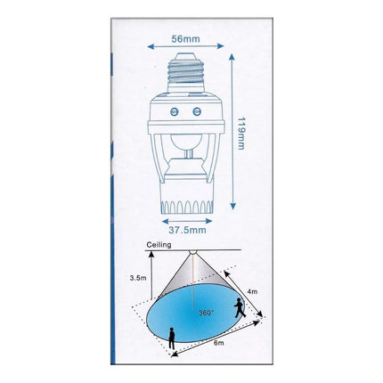 Porta Lampara Con Sensor Movimiento