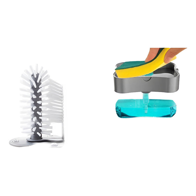 Lava Vasos Con Ventosas + Dispensador De Jabon Detergente Gris