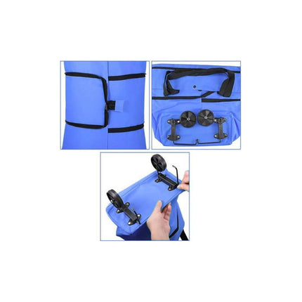 Bolso De Tela Con Ruedas Plegable 52x40cm. Azul