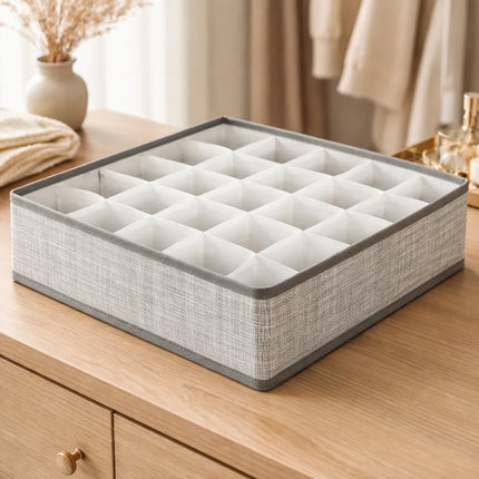 Organizador De Tela Con Separaciones 32x32x9cm. Chw03270 Gris Oscuro
