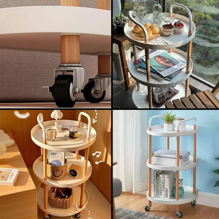 Carrito Organizador Mesa Redonda Con Asas Ruedas 3 Estantes