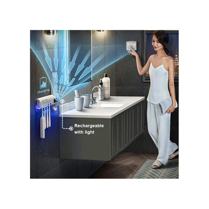 Dispensador De Pasta Dental Esterilizador De Cepillos Blanco