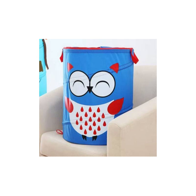 Canasto De Tela Plegable Infantil 40x36cm. Con Dibujos Azul