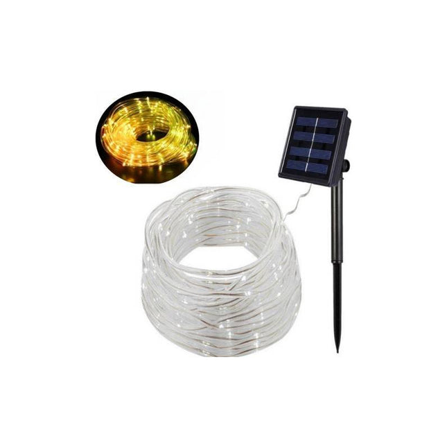 Manguera Con Luz De Navidad Carga Solar 5 M Cálida
