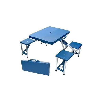 Mesa Plegable Para Camping Con Bancos Y Valija Incluida. Azul