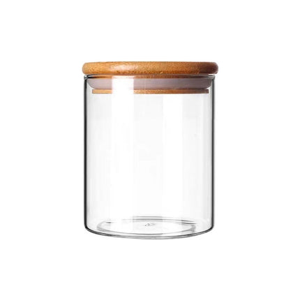 Frasco De Vidrio Con Tapa De Bambú 900ml Ha3593 Condimento Atra