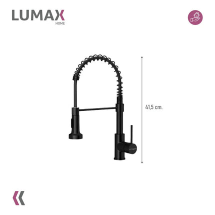 Canilla Monomando Lavaplatos Flexible Griferia Negro Negro