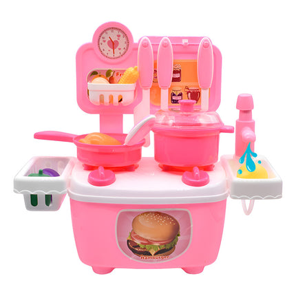 Mini Cocina Con Accesorios Y Bacha 28x30x12cm. Rosado