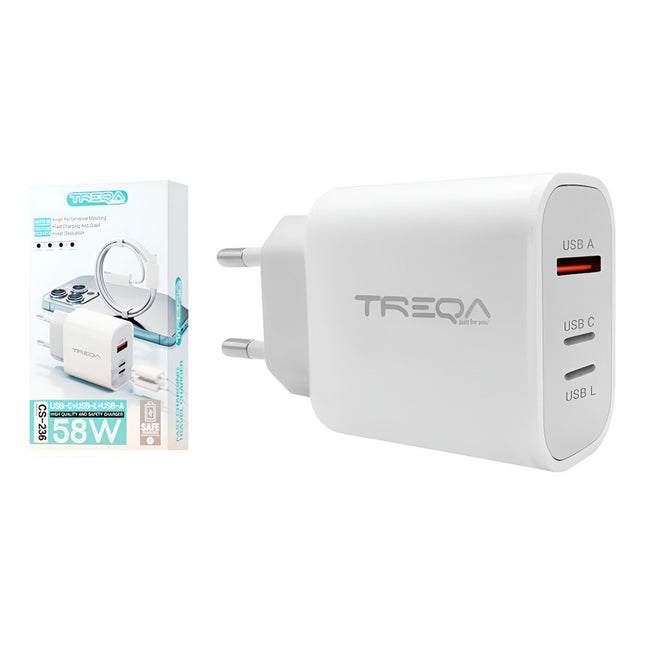 Cargador Usb/tipo C/lightning Carga Rápida Treqa X