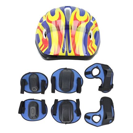 Protección Para Niño-casco Rodilleras Coderas Muñequeras Azu Azul