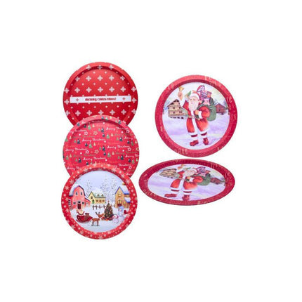 Bandeja De Metal Con Diseño Navideño 33 Cm Ccm00639 V