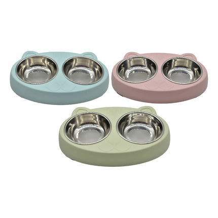 Comedero Bebedero Con Platos De Metal Para Mascota Vb