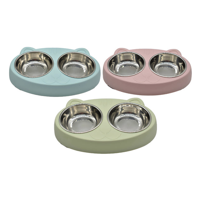 Comedero Bebedero Con Platos De Metal Para Mascota Vb