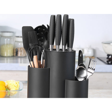 Organizador Para Cubiertos Cilíndrico 3 En 1 Negro