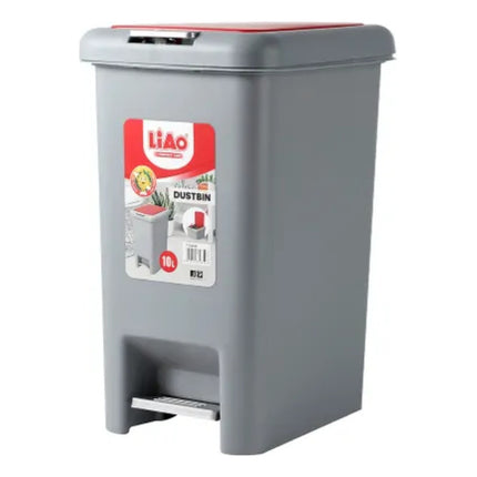 Basurero Con Tapa Y Pedal 10lts T130042 Gris