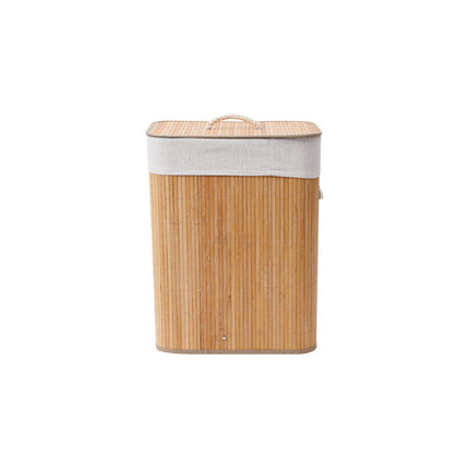 Cesto Para Ropa Sucia Rectangular Bambu Con Tapa Beige