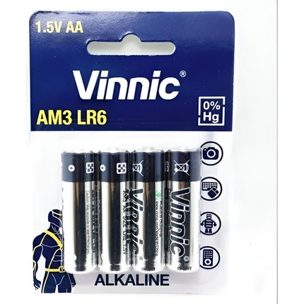Pila Batería Vinnic Alcalina Aa 1.5v Blister X 4 Unidades