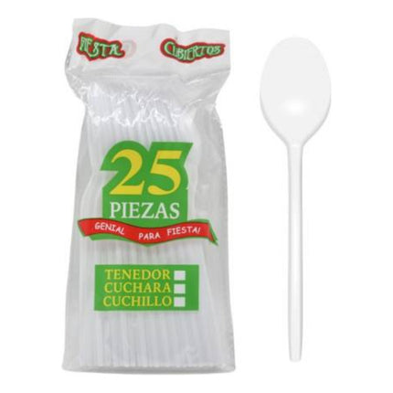 Cucharas De Plástico Blancas  O Transparentes X25 Unidades