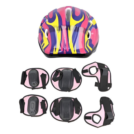 Protección Para Niño-casco Rodilleras Coderas Muñequeras Ros Rosa