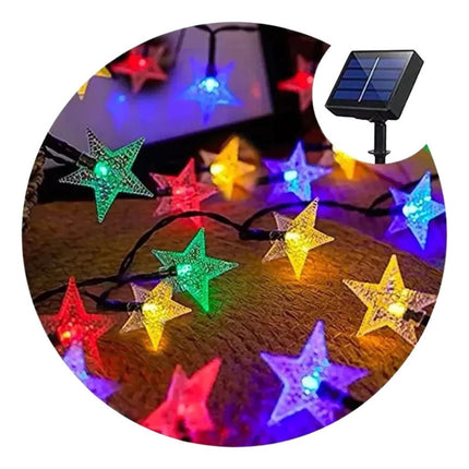 Guia De Luces Solar Forma Estrellas Guirnalda Decoración