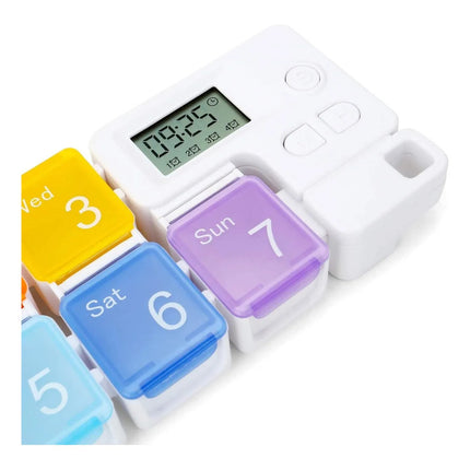 Pastillero Semanal Con Alarma Digital Blanco
