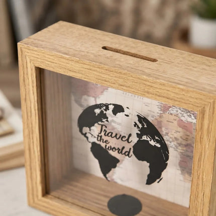 Alcancía Caja De Madera Diseño Viajero Cgf01172 Madera