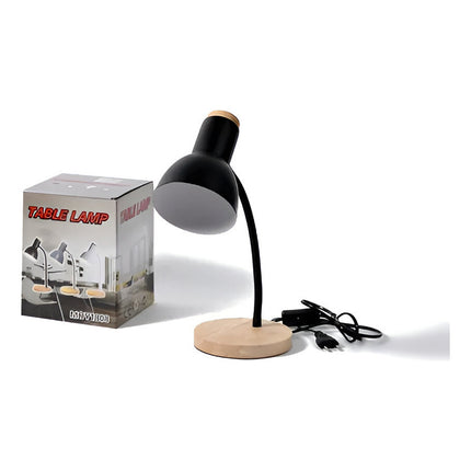 Lampara De Escritorio Brazo Flexible Con Base Madera 220 V Z Z
