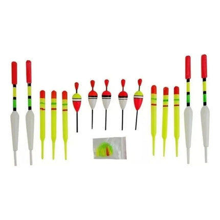 Set De 15 Boyas Kit Pesca Juego Boyas Plástico Multicolor