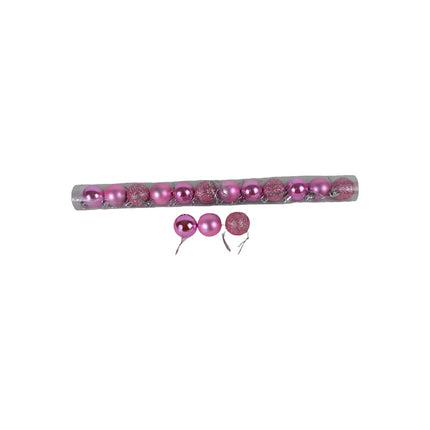 Bolas De Navidad 7cm  X12 Unidades Tubo Ccm00243 Rosa