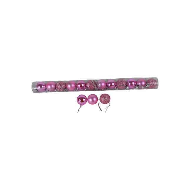 Bolas De Navidad 7cm  X12 Unidades Tubo Ccm00243 Rosa
