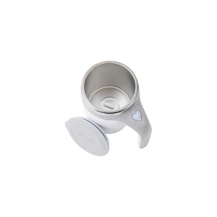Taza Con Mezclador Magnético Y Tapa A Pilas De 380 Ml Acero Blanco