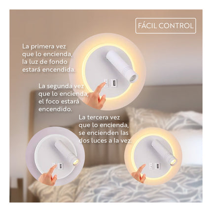 Lampara De Pared Con Interruptor Y Usb Lh-3473 X