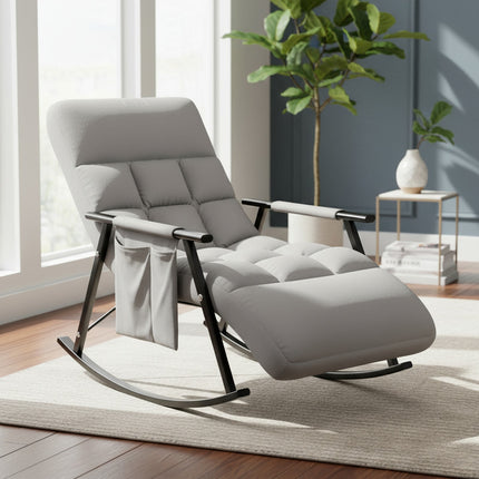 Sillón Reposera Mecedora Respaldo Ajustable Con Bolsillo V