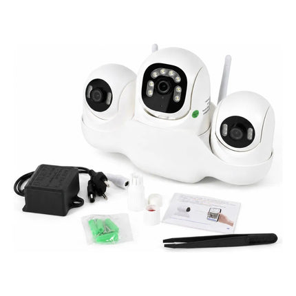 Cámara De Seguridad Wifi 3 Lentes V380 Blanco