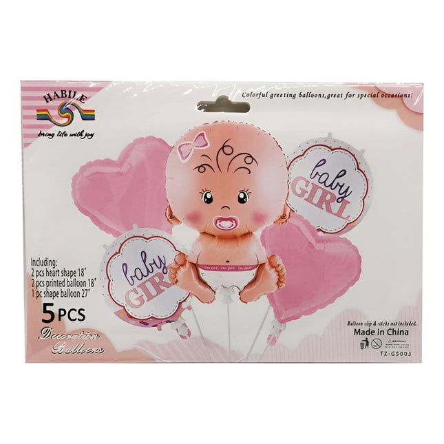 Globo Metalizado Bebé X5 Diseños, Rosado Baby Shower Rosado Baby