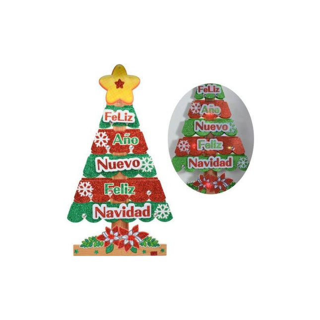 Adorno Cartel Navideño Con Luces 40x22cm Ccm00367 V