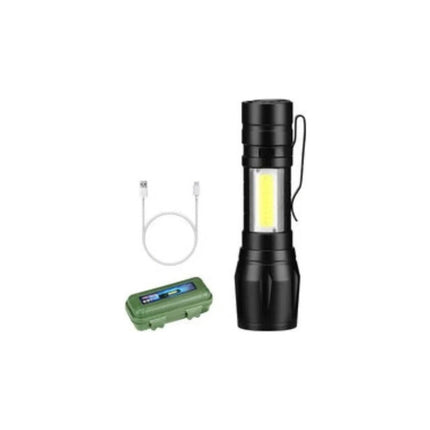 Mini Linterna Led Cob Con Zoom Y Caja / Carga Usb /cable Usb Blanco Blanco