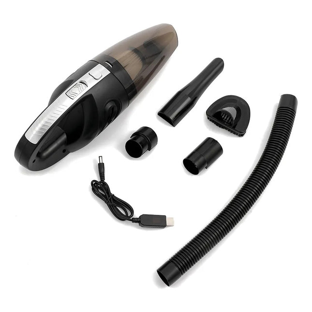 Aspiradora Portátil Para Auto Con Accesorios Y Cable Usb Gris
